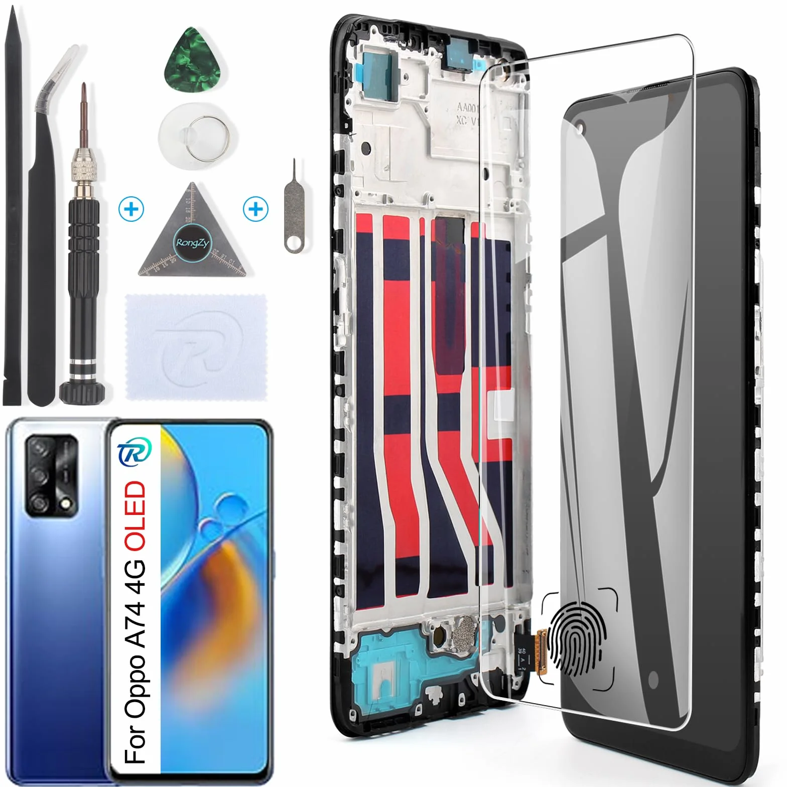 Écran OLED LCD 6.43" Oppo A74 4G Remplacement avec Cadre Noir